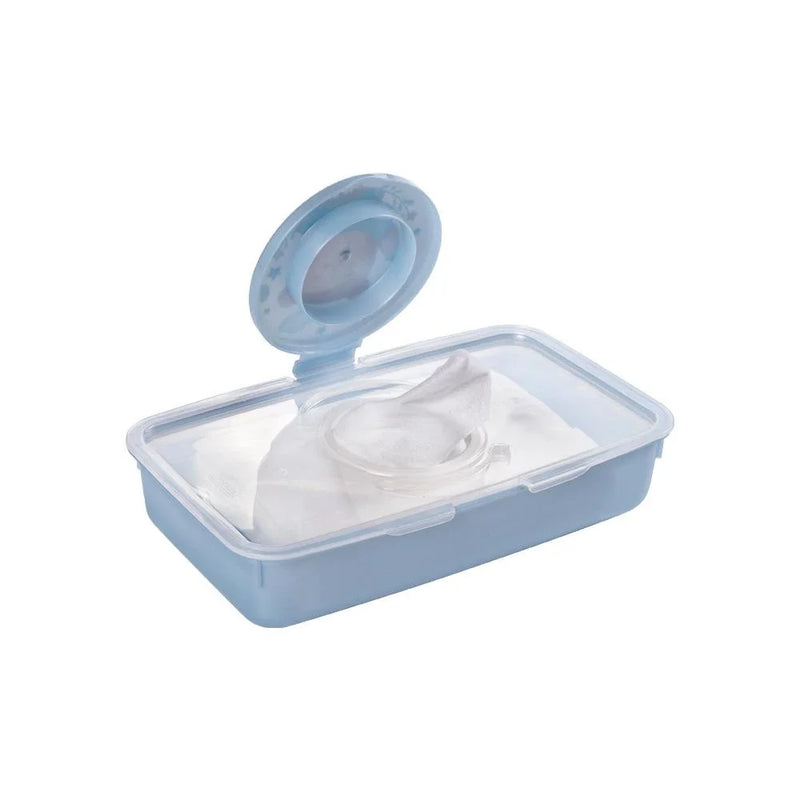 Kit Trocador Urso Azul 3 Peças Bebê Enxoval Lenço Fralda Caixa Plasútil